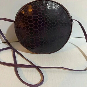 Carlos falchi purple cro  embossed leather crossbody bag